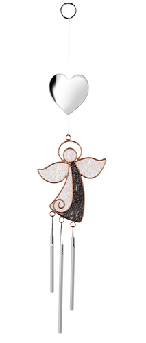 Angel sun catcher wind chime with heart mirror