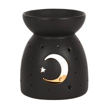 Load image into Gallery viewer, BLACK MYSTICAL MOON CUT OUT OIL BURNER