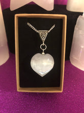 Load image into Gallery viewer, Selenite polished heart pendant
