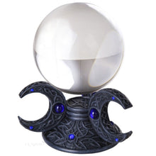 Load image into Gallery viewer, 11cm Large Crystal Ball on a Celtic Triple Moon Holder