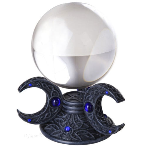 11cm Large Crystal Ball on a Celtic Triple Moon Holder