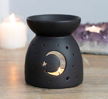 Load image into Gallery viewer, BLACK MYSTICAL MOON CUT OUT OIL BURNER